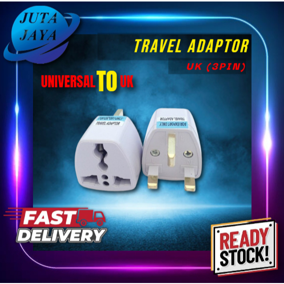 3-Pin Universal Adapter Travel Adaptor Plug Head UK 3 Pin Plug Socket US/EU/AU to UK Plug Adaptor