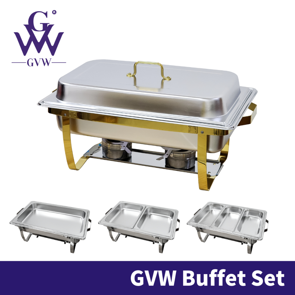 GVW Bekas Makan Bekas Kuih RayTray Makan Bertutup Tray Buffet Set Buffet Warmer Buffet Stand