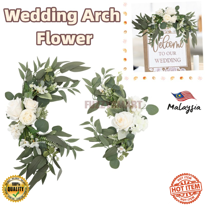 2PCS ซุ้มจัดงานแต่งงานดอกไม้ Swag ชุดสําหรับงานแต่งงานยินดีต้อนรับป้ายดอกไม้ Swag งานแต่งงานแผนกต้อน