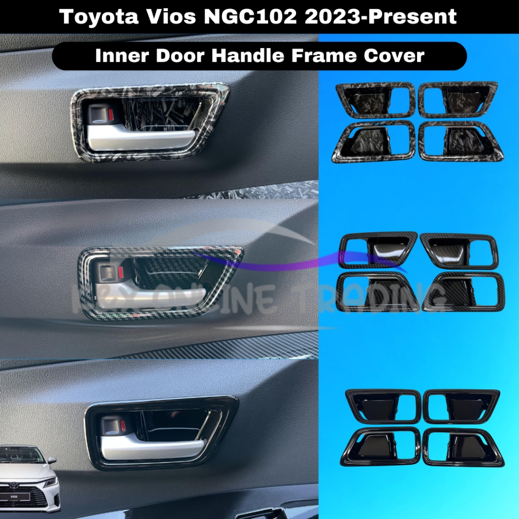 Toyota Vios NGC102/AC100 2023-2025 Carbon Trim & Glossy Black มือจับประตูด้านในกรอบ Protector Cover