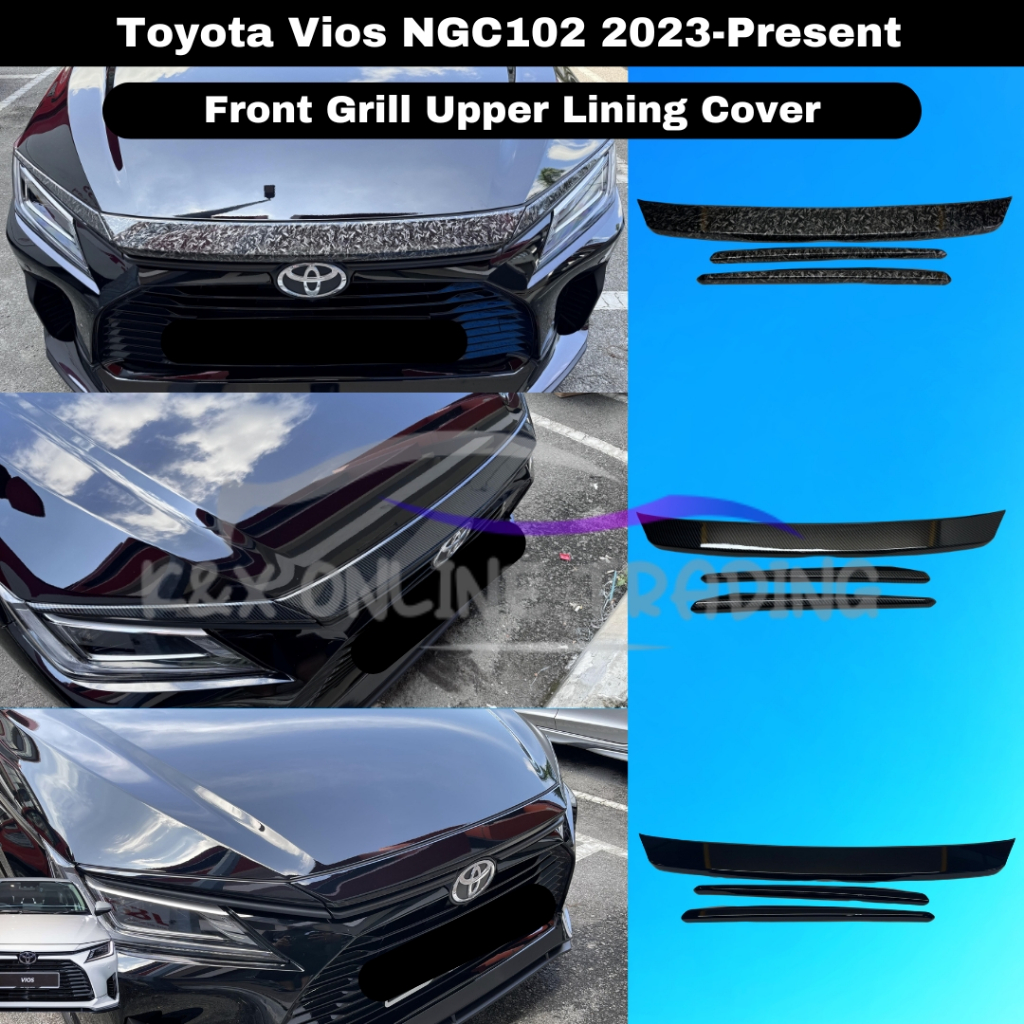 Toyota Vios NGC102/AC100 2023-2025 Carbon Trim & Glossy Black Front Grill Upper Lining Protector Cov