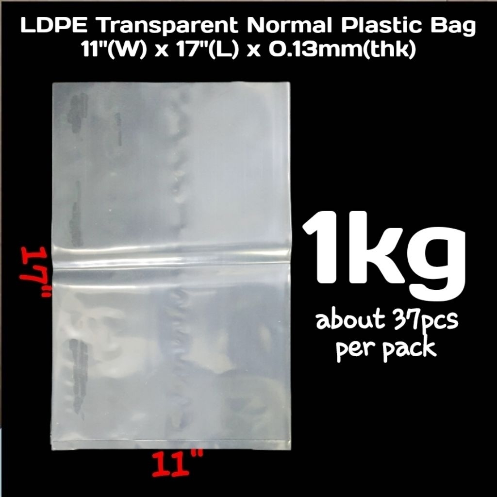 LDPE 11"x17" กระเป๋าพลาสติก TRANSPARKENT NORMAL 1KG