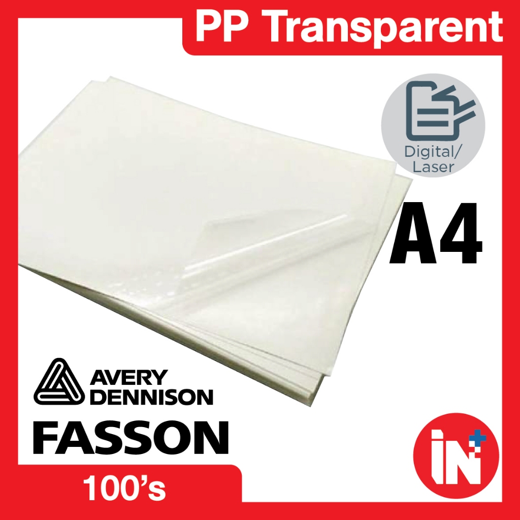FASSON PP ใส 100s A4 สติกเกอร์ฉลาก Avery Dennison PPNG TOP TRANS S692N