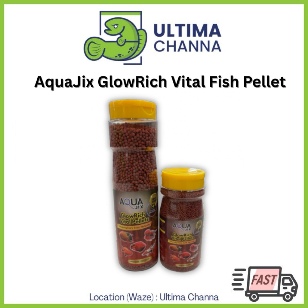 AquaJix Glow Rich Vital Pellet - อาหารปลาเร่งสี เม็ดลอยสําหรับปลาทอง ปลานกแก้ว Flowerhorn