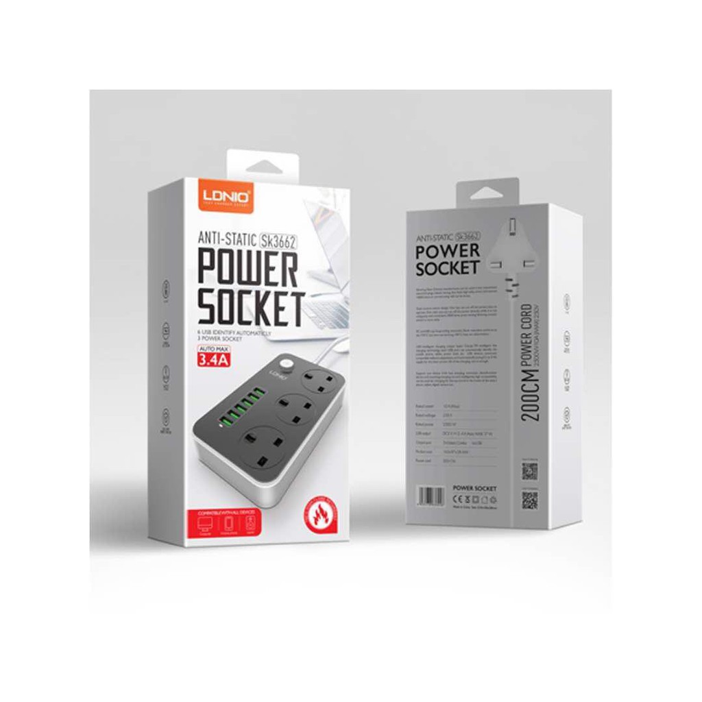 ปลั๊กไฟ LDNIO Sk3662 3.4A