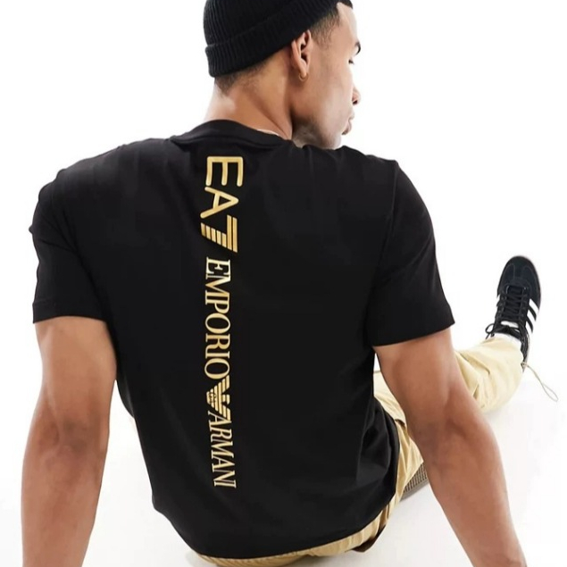 Emporio Armani Men T เสื้อ EA7 Casual แฟชั่นผ้าฝ้ายคอกลมแขนสั้นผู้ชายเสื้อยืด Baju EA7