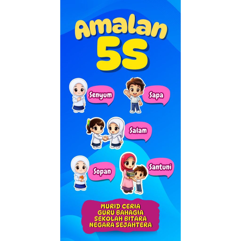 BANNER PRACTICE 5S ใน SCHOOL BANNER CLASS FUN SCHOOL SMILE SAPA SALAM SOPAN SANTUN