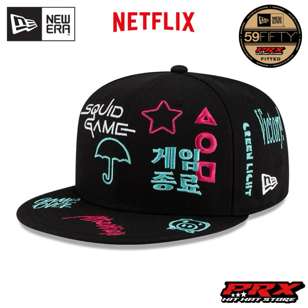 ใหม่ ERA 59FIFTY FITTED NETFLIX เกมปลาหมึกหมวกสีดํา