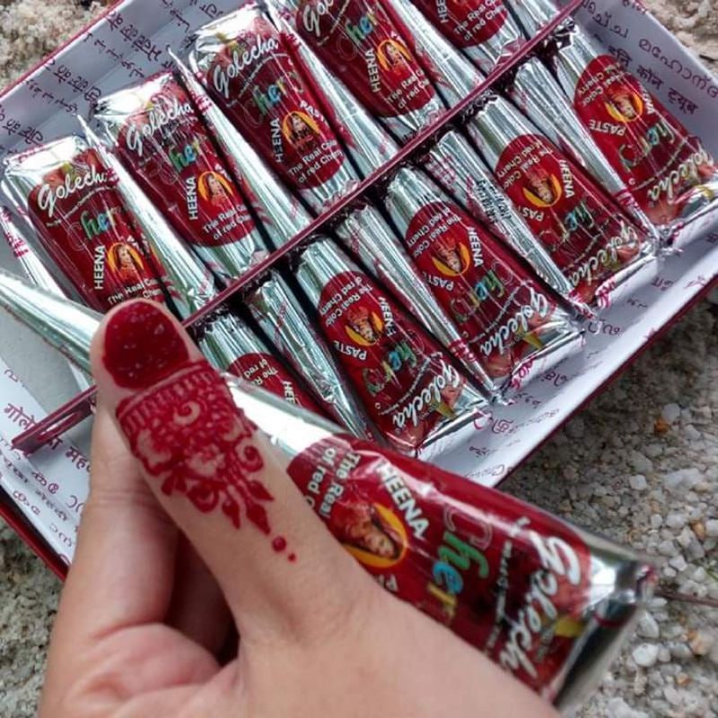 MERAH HENNA KON GOLECHA CHERRY RED HAND HENNA PAINTING HENNA