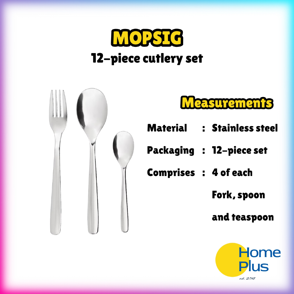 HomePlus ️ MOPSIG ชุดช้อนส้อม 12 ชิ้น