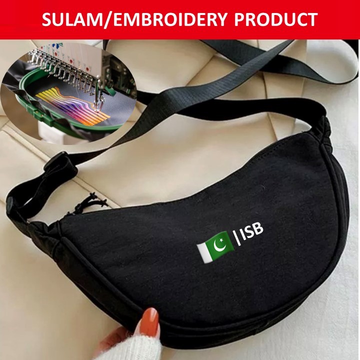 EMBROIDERY(SULAM) EMJOYS ISB PAKISTAN FLAG LOGO UNIQLO SLING BAG NYLON BAG CROSSBODY SHOULDER ZIPPER