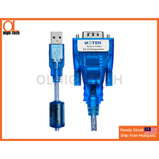 UOTEK UT-8801 USB 2.0 ถึง Serial RS232 DB9 Converter Win XP/7/8/10/11/ UTEK RS-232 พอร์ตเอาต์พุต/ UT