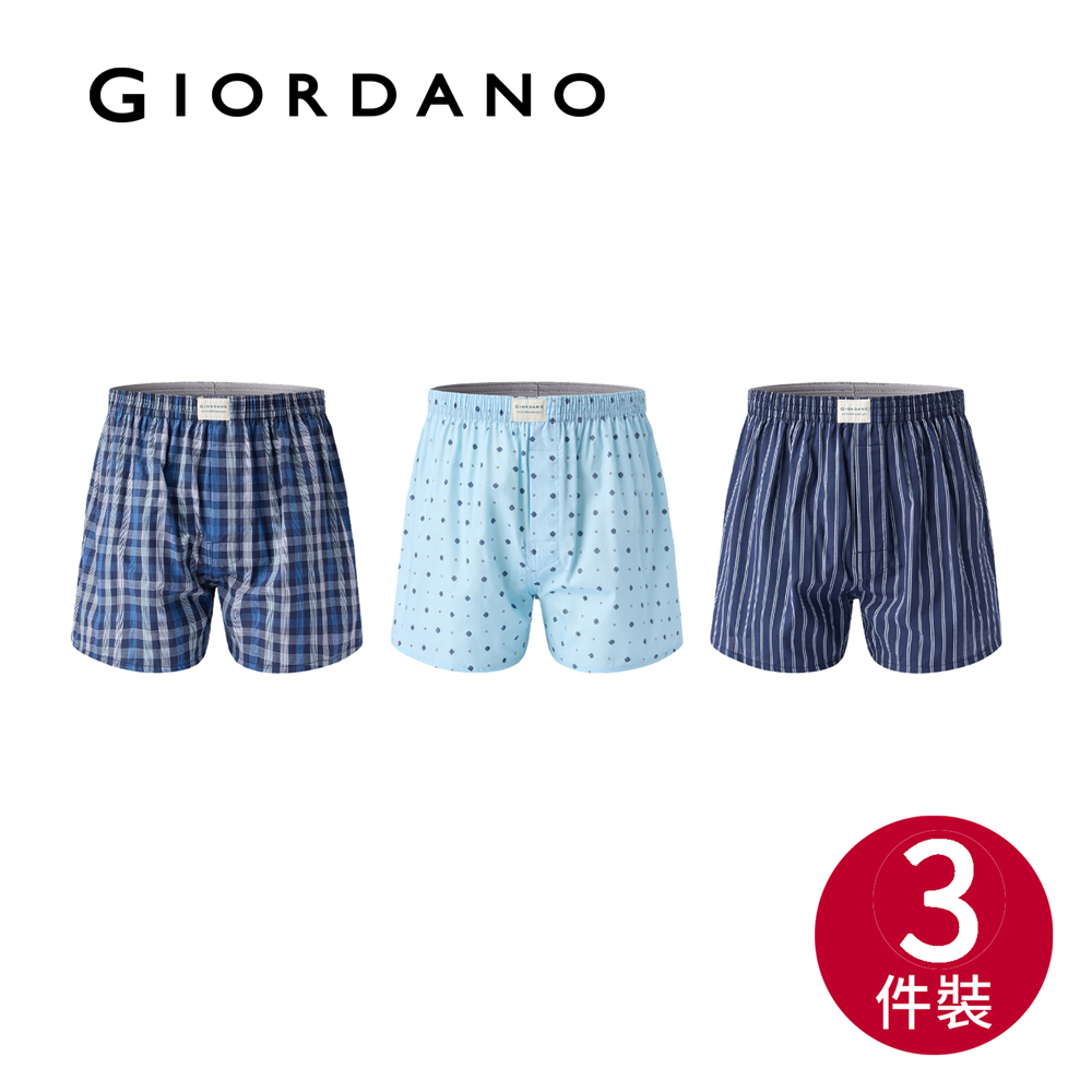 GIORDANO MEN Mens 3-pack Cotton Boxers 0 01175119