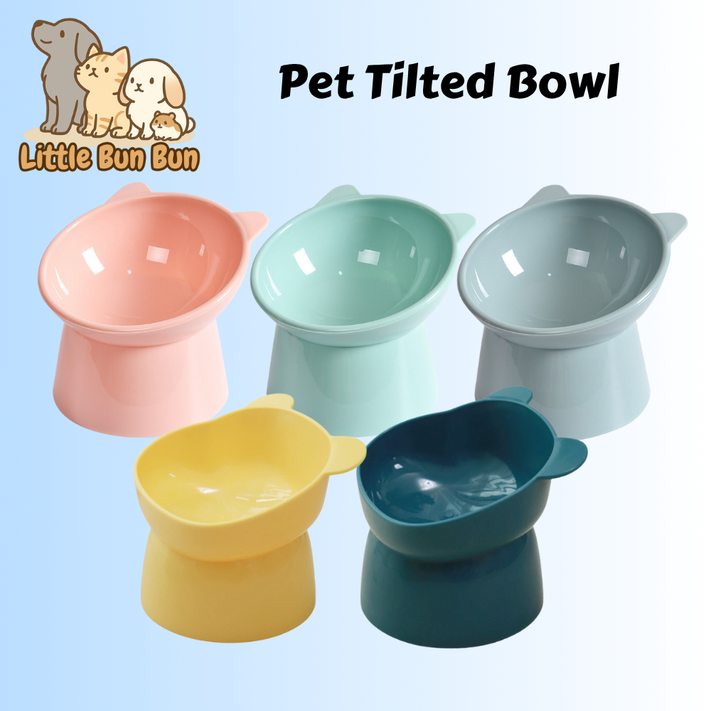 สัตว์เลี้ยงชามเอียง-Mangkuk Tinggi Kucing Anjing/แมวสุนัขสูงชามKucing Anjing MangkukอาหารFeederกระต่