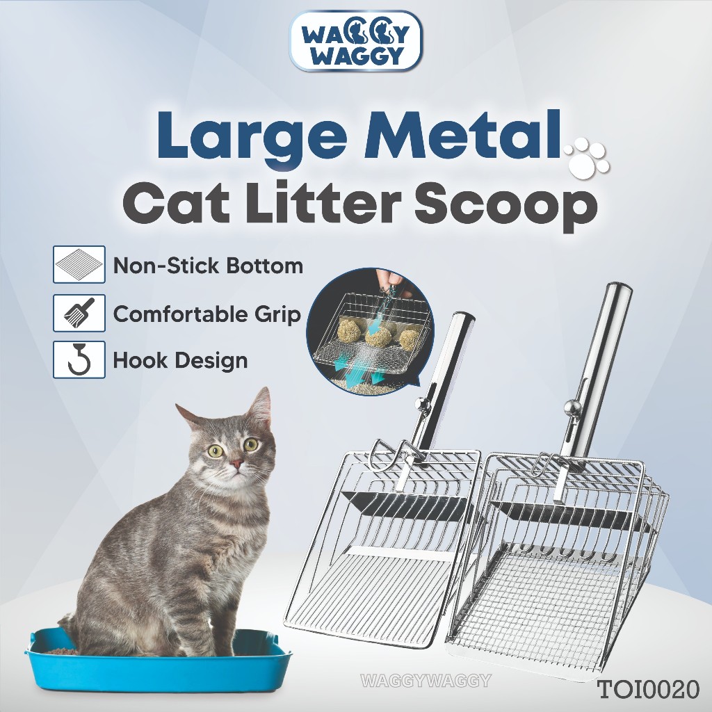 WaggyWaggy 2 In 1 Metal Litter Scoop Scooper Cat Toilet Shovel Cat Litter Scoop