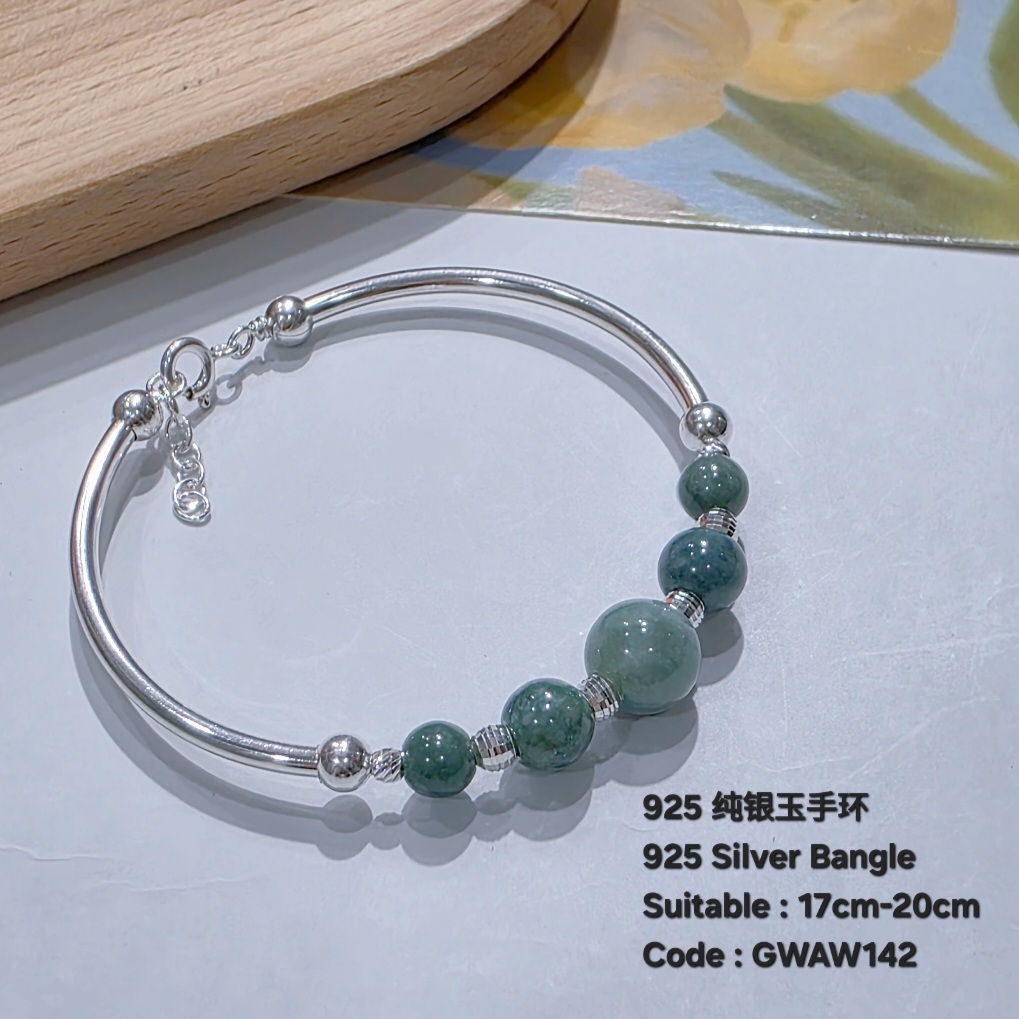 ( GWAW142 ) ( 8040 ) 925 Silver Gelang Tangan Perak กําไลข้อมือเงิน 925 925 玉银手环