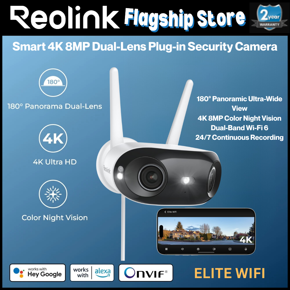 Reolink Elite WiFi, กล้องรักษาความปลอดภัยแบบเสียบปลั๊ก, WiFi 6 แบบดูอัลแบนด์, เสียงสองทาง, กันน้ํา I