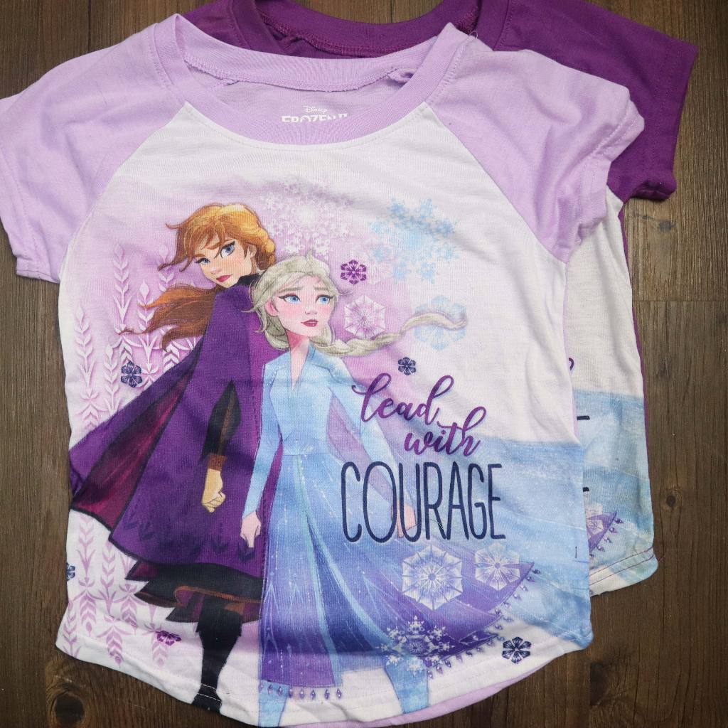 (Size:4T/6T/8T)Frozen II Girl Purple Short Slv Casual T-shirt (ข้อบกพร่อง)
