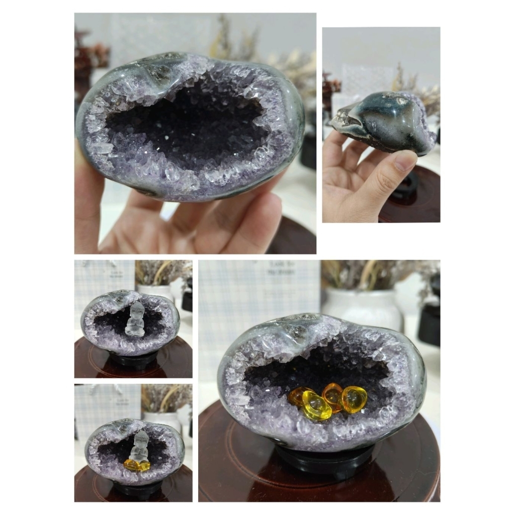 จัดส่งด่วนเงินที่จําเป็น _ หนังดิบแร่ดิบ Amethyst Money Bag/Crystal Money Bag/Amethyst Money Bag/265