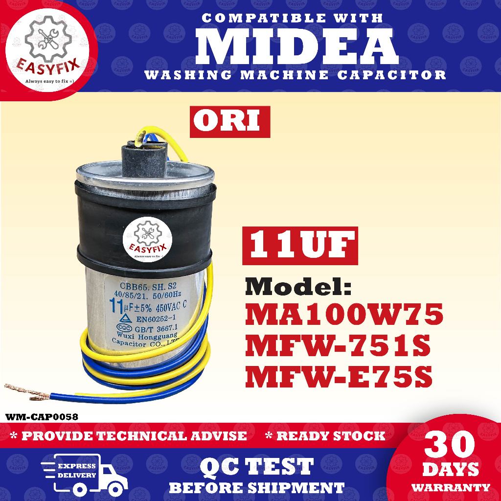 MFW-E75S / MA100W75 MFW-751S ใช้งานร่วมกับ 11UF SPIN WASH เครื่องซักผ้า CAPACITOR MIDEA Mlz3 /