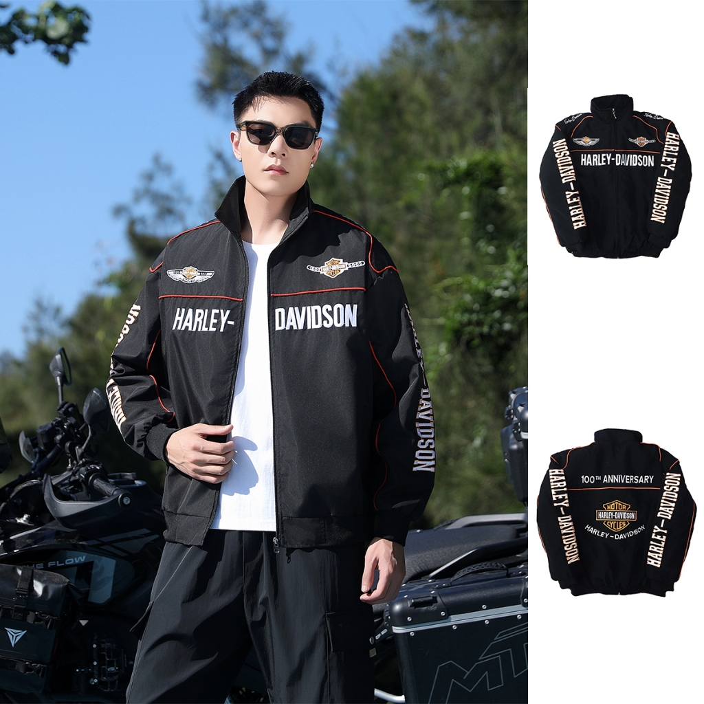 F1 Racing เสื้อแจ็คเก็ตผู้ชายขี่รถจักรยานยนต์ Winkbreaker Jaket Bomber Jaket เย็บปักถักร้อยสีดํา Var