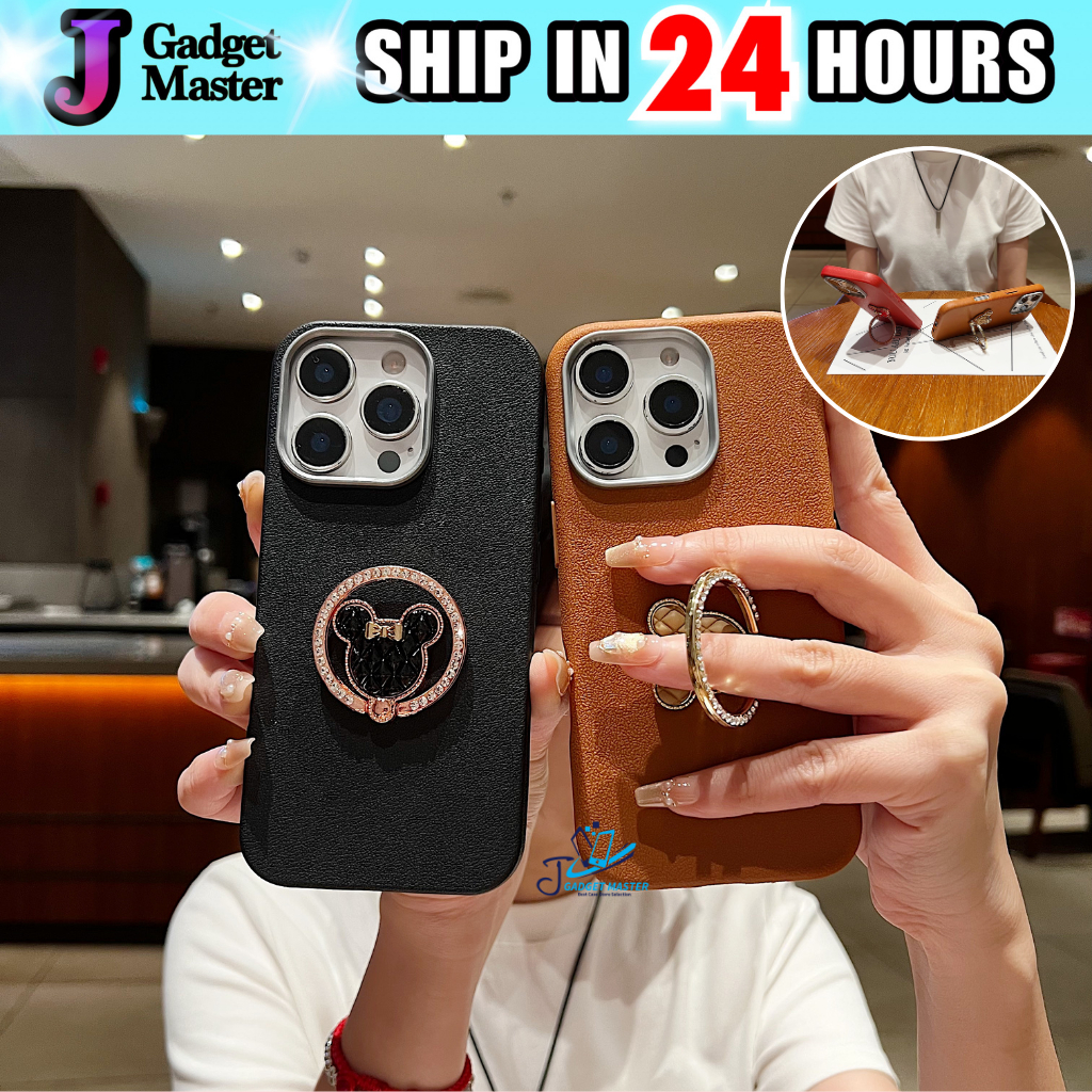 Realme 5 5i 5s 6i 9i 14x C3 C12 C15 C35 C51 C53 C55 C63 C65 C67 C75 C75x Fon Sarung หนัง Minnie แหวน