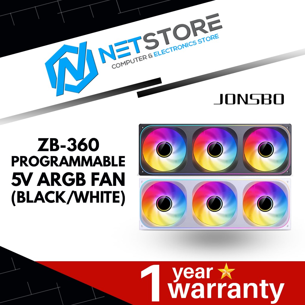 JONSBO ZB-360 PROGRAMMABLE 5V ARGB FAN (สีดํา/ขาว)