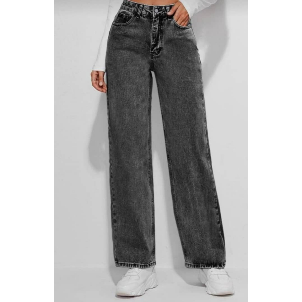 GIGI Hadid Acid Wash Seluar กางเกงยีนส์ Palazzo ขากว้าง 26-36