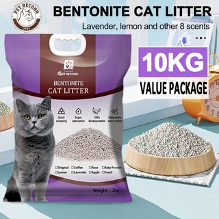 10KG Bentonite cat litter 8 scents deodorized Pasir Kucing Bentonit Gumpalan Cepat 8KG/6KG/4KG 膨润土猫砂
