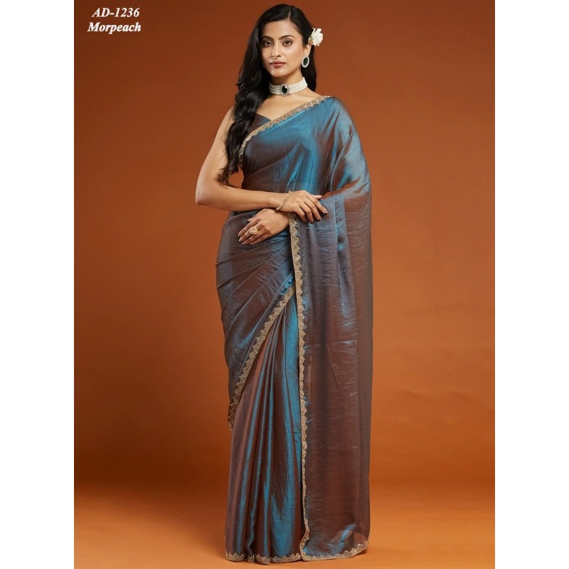 AD-1236~เทรนด์ FENDY CHIFON WITH HANDWORK SAREES