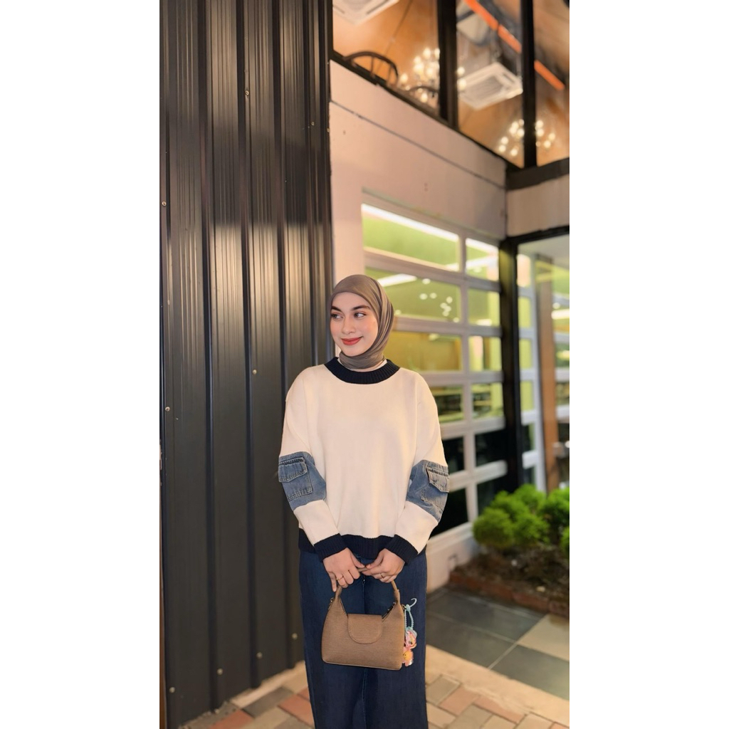 กางเกงยีนส์ถัก Zenia แขนยาว