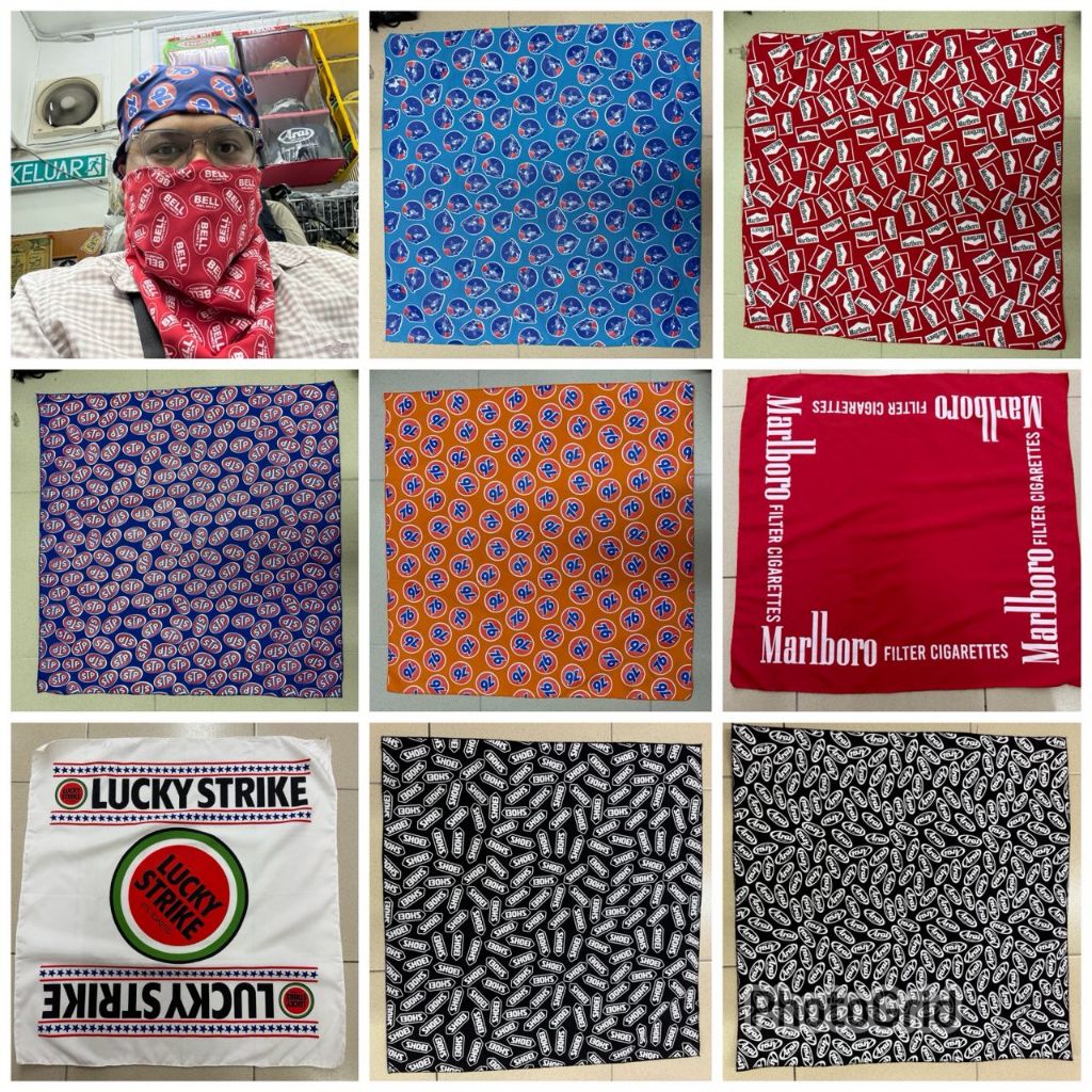 ผ้าบัฟผ้าพันคอหน้ากาก sarung kepaala face mask kain key head malboro ella usa yamaha stp 76 rxz