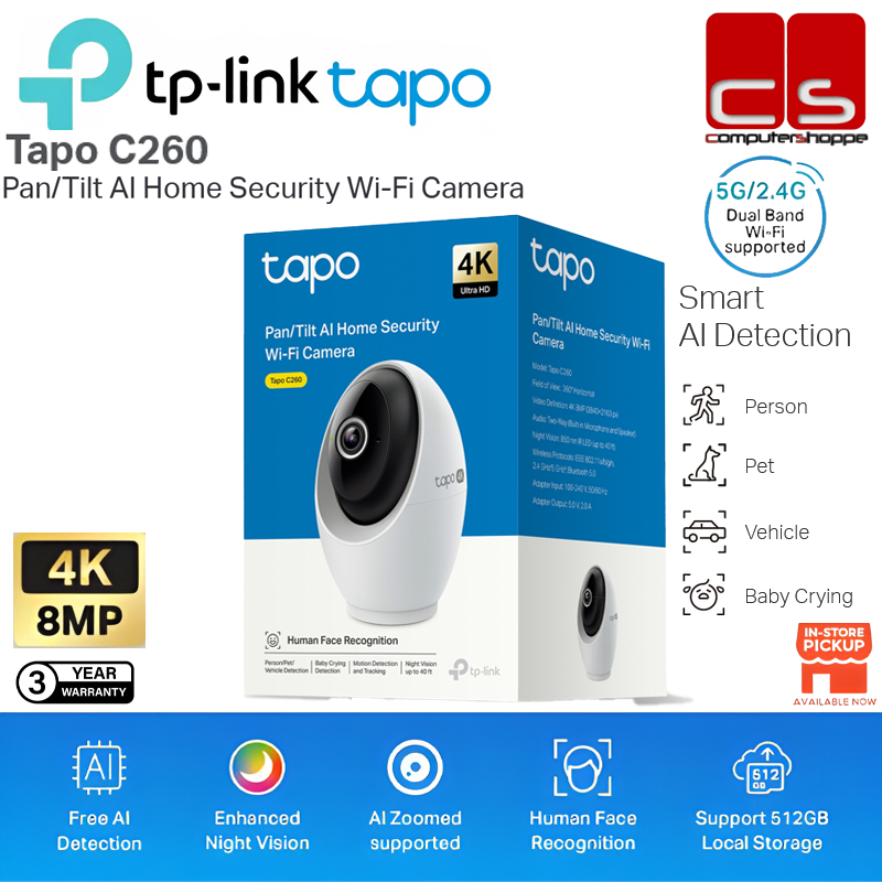 TP-LINK Tapo C260 Pan/Tilt AI Home Security Wi-Fi Camera
