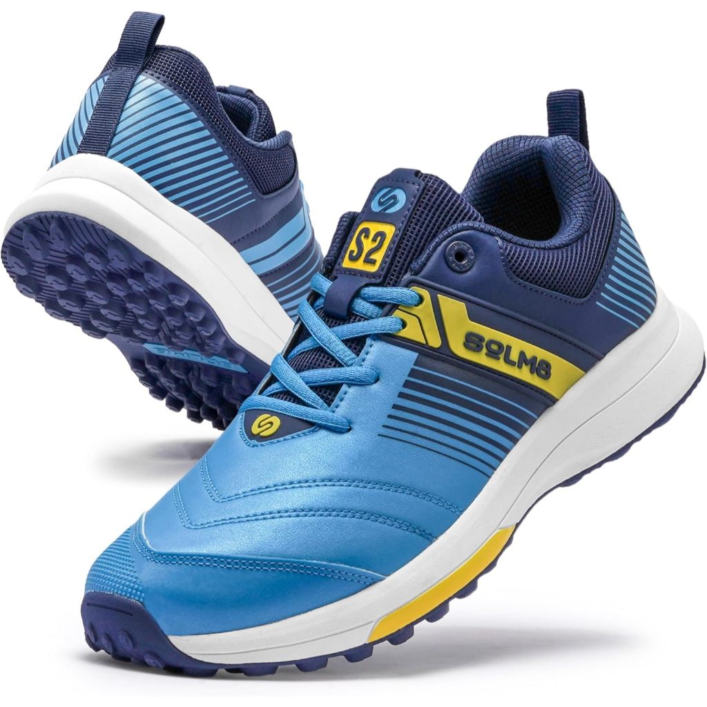 SOLM8 S2 คริกเก็ต, Hockey Shoes Men - Advanced Grip Rubber Spikes สําหรับสนามหญ้า/หญ้า