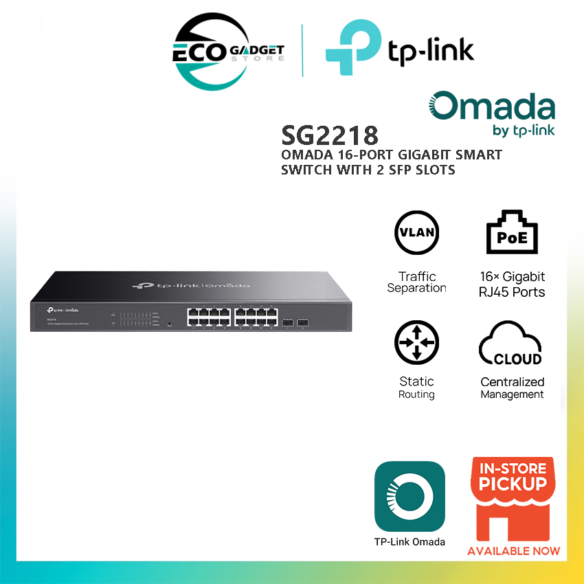 TP-Link Omada SG2218 16-Port Gigabit Smart Switch พร้อมช่องเสียบ SFP 2 ช่อง
