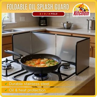 Foldable Stainless Steel Kitchen Sink Splash Guard Oil Splatter Guard Kitchen Splash Protector Anti Grease Screen 不锈钢挡油板