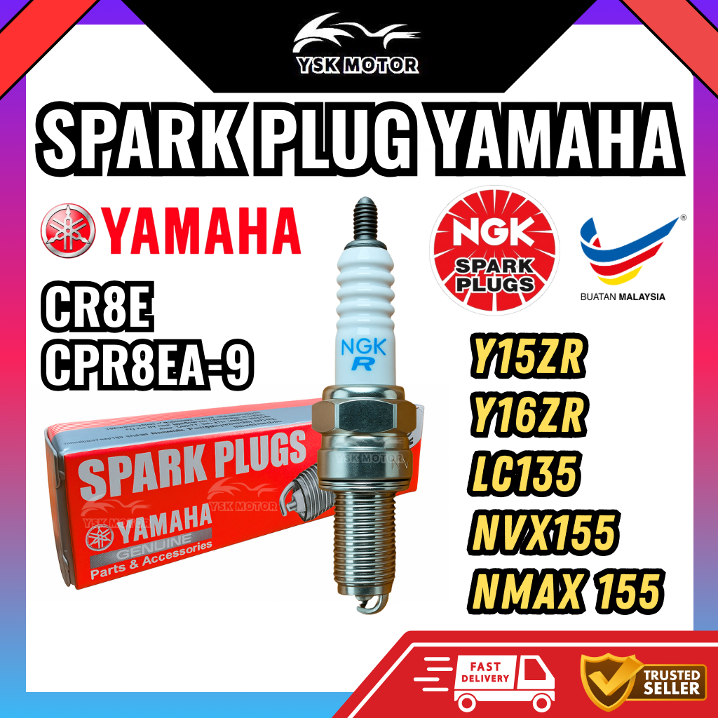 🔥100% YAMAHA SPARK PLUG Y15ZR Y16ZR R15 R25 MT15 MT25 FZ150 ใหม่/OLD LC135 V1-V8 NVX155 NMAX155 CR8E