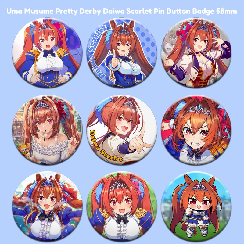 Lencana Butang Pin Daiwa Scarlet Uma Musume Pretty Derby Pin Button Badge 58mm