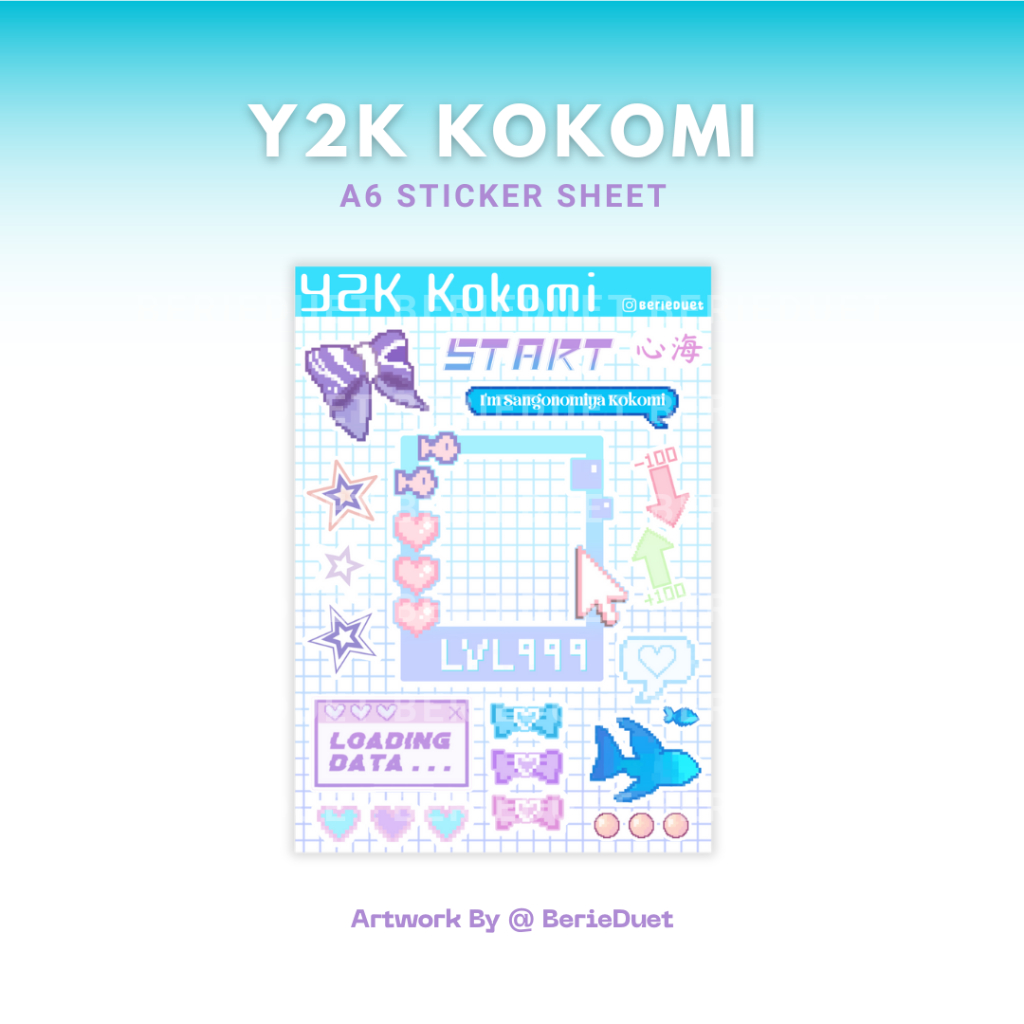 แผ่นสติ๊กเกอร์ Y2K Kokomi - ศิลปะ BerieDuet