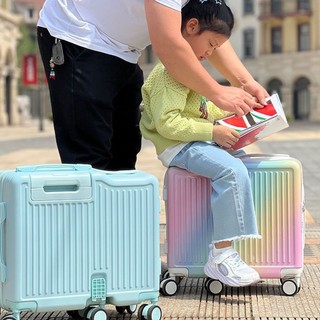 Kids Luggage Silent 360° Spinner Wheels Portable Can Sit Down luggage Boarding Travel Luggage 18"