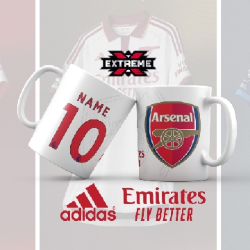 แก้ว ARSENAL FC เพิ่มชื่อ NUMBERS EMIRATES FLY BETTER 25 26