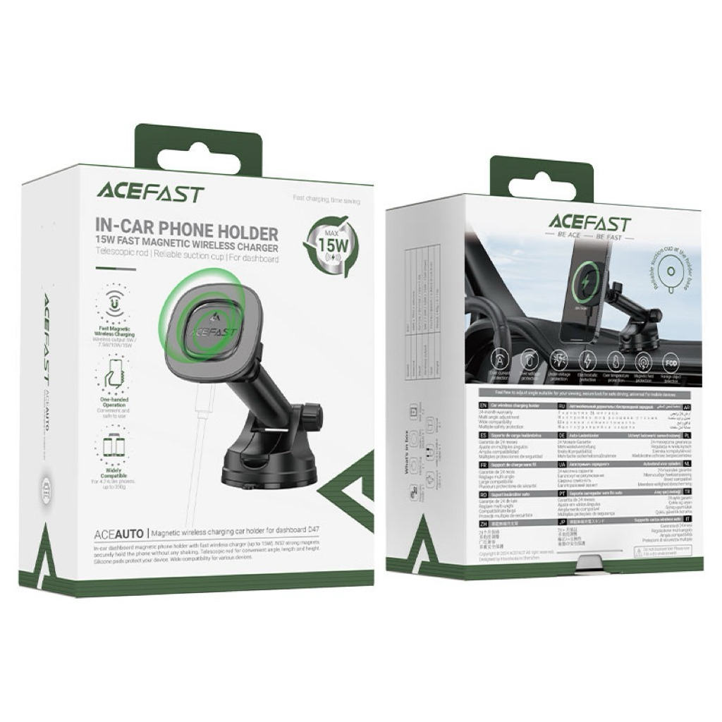 ACEFAST D47 In Car Phone Holder with 15W Fast magnetic Wireless charger Car Stand universal Car Stan