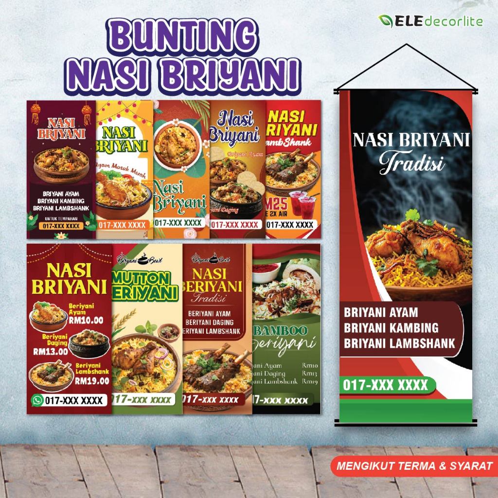 BRYANI ข้าว/โรตารี่เก็บ/รถบรรทุกอาหาร/อาหารแตก SHOP/2ft x 3ft/2ft x 4ft/2ft x 5ft