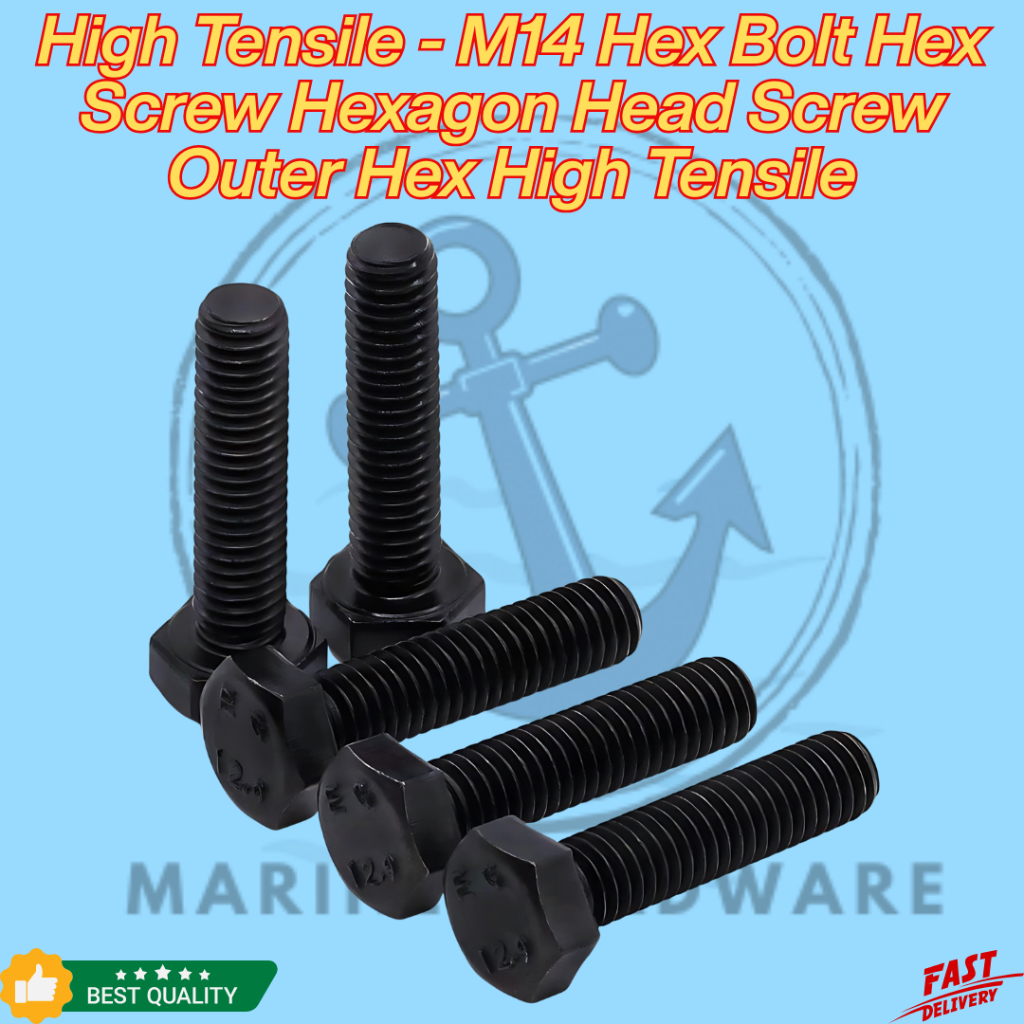 High Tensile - M14 Hex Bolt Hex Screw Hexagon Head Screw Outer Hex High Tensile