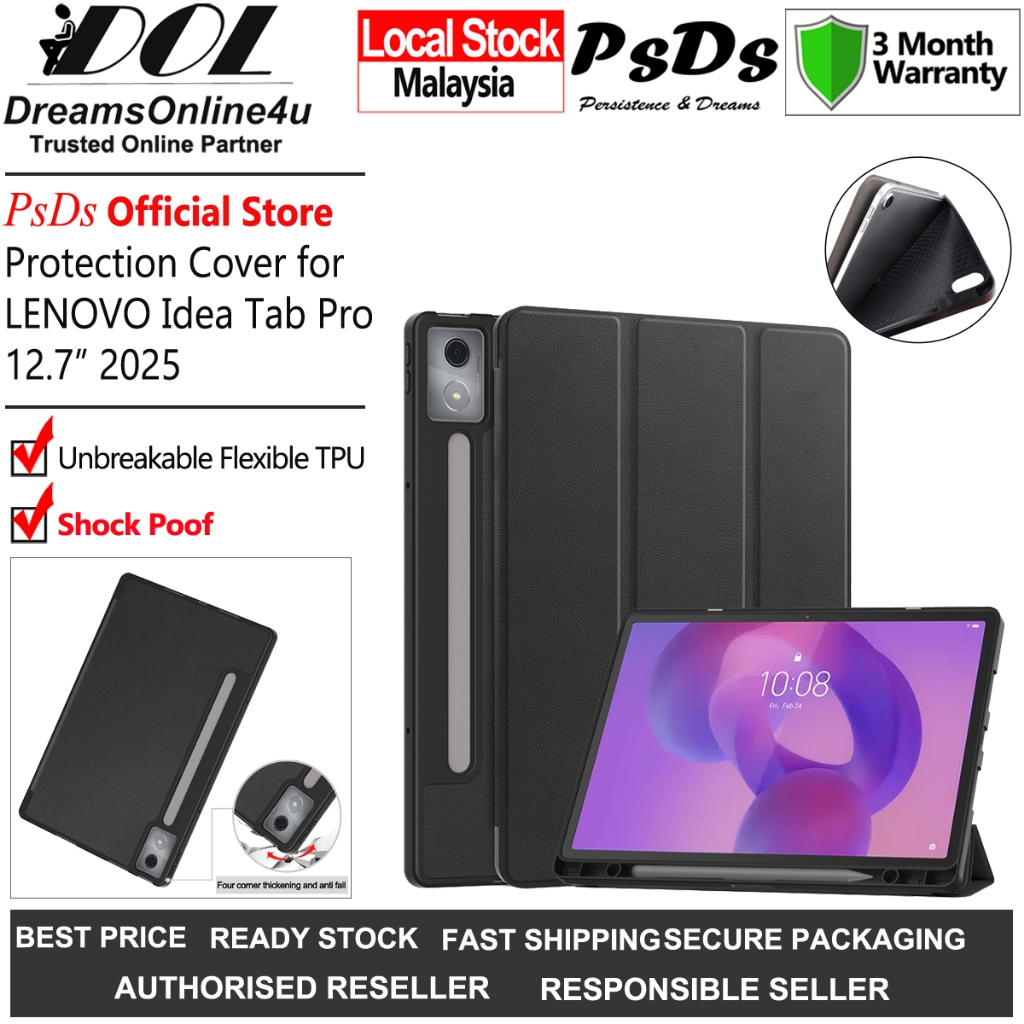 PsDs LENOVO Idea Tab Pro 12.7 นิ้ว 2025 TB373FU Unbreakable Pencil Holder TPU Smart Auto Sleep Wake-
