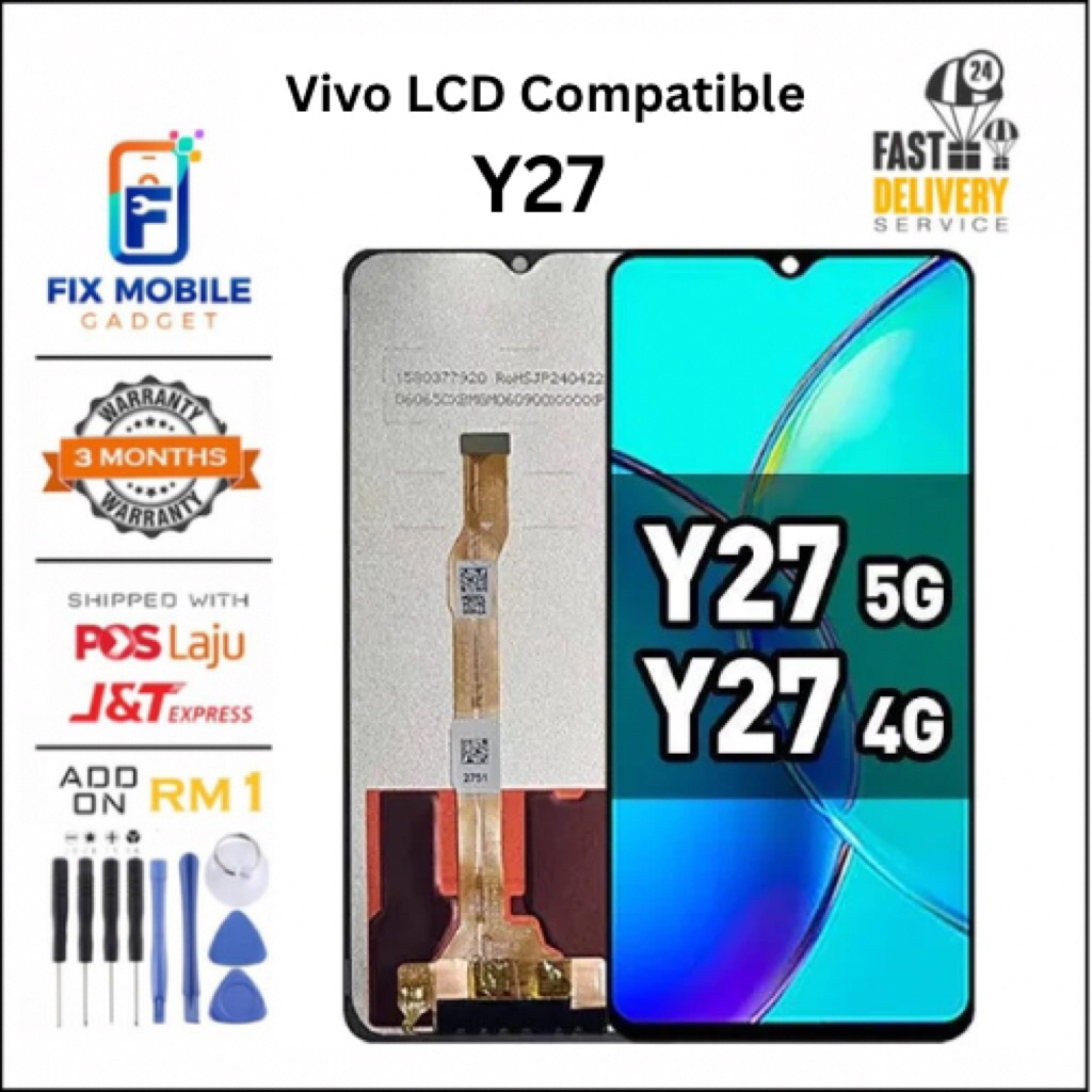 LCD เข้ากันได้กับ Vivo Y27 4G 5G / Y27S / Y36 (อินเดีย) หน้าจอสัมผัส LCD คุณภาพสูง [ Fix Mobile Gadg