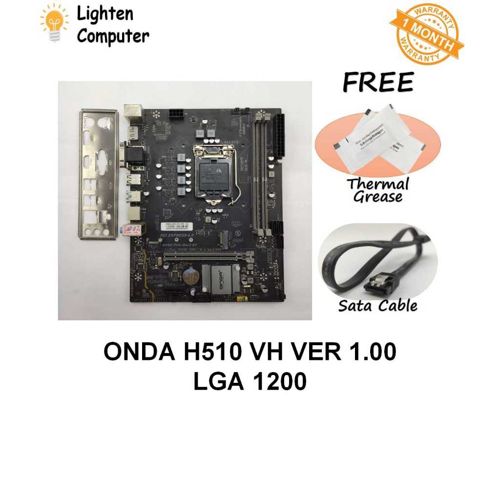 เมนบอร์ดUSED ONDA H510-VH / H510M | ชม.510 | แอลจีเอ 1200 | 10th, 11th Gen Intel | MATX ไมโครเอทีเอ็
