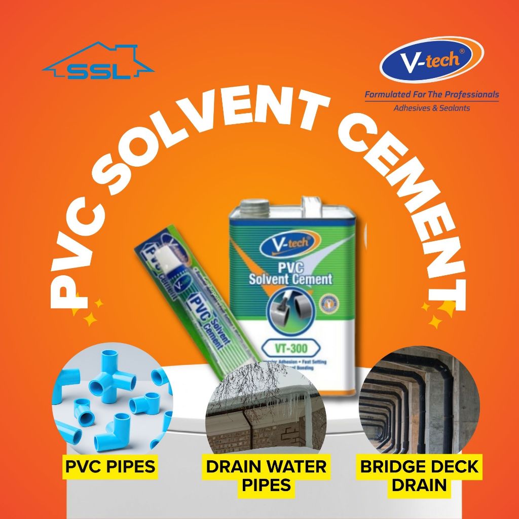 V-Tech VT300 PVC Solvent ซีเมนต์ 3 กก.ท่อกาวหมากฝรั่งกาวเชื่อมต่อปิดผนึก Paip Pelekat Gam