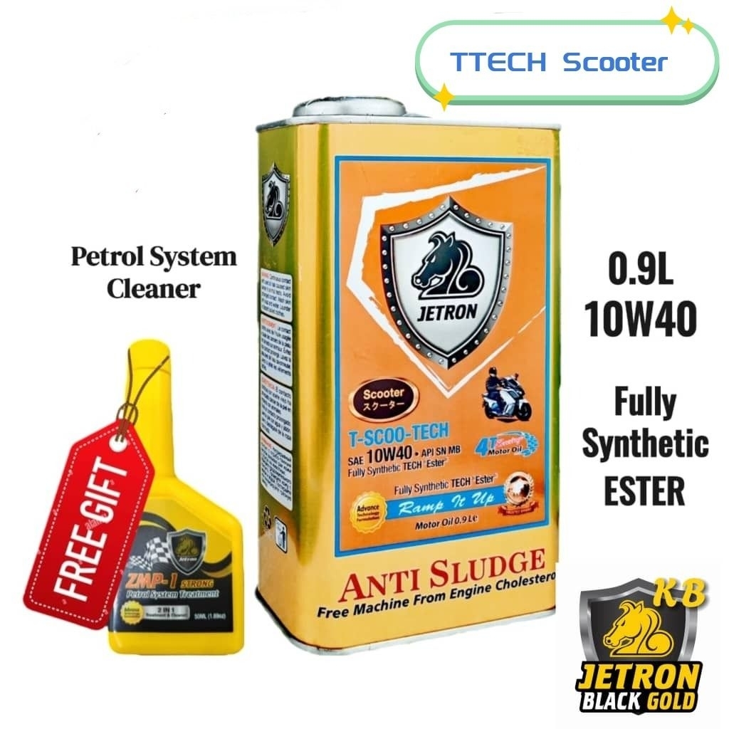 KB JETRON T-TECH Scooter 10W-40 MB(0.9L) Ester dan GearOil-150ML.