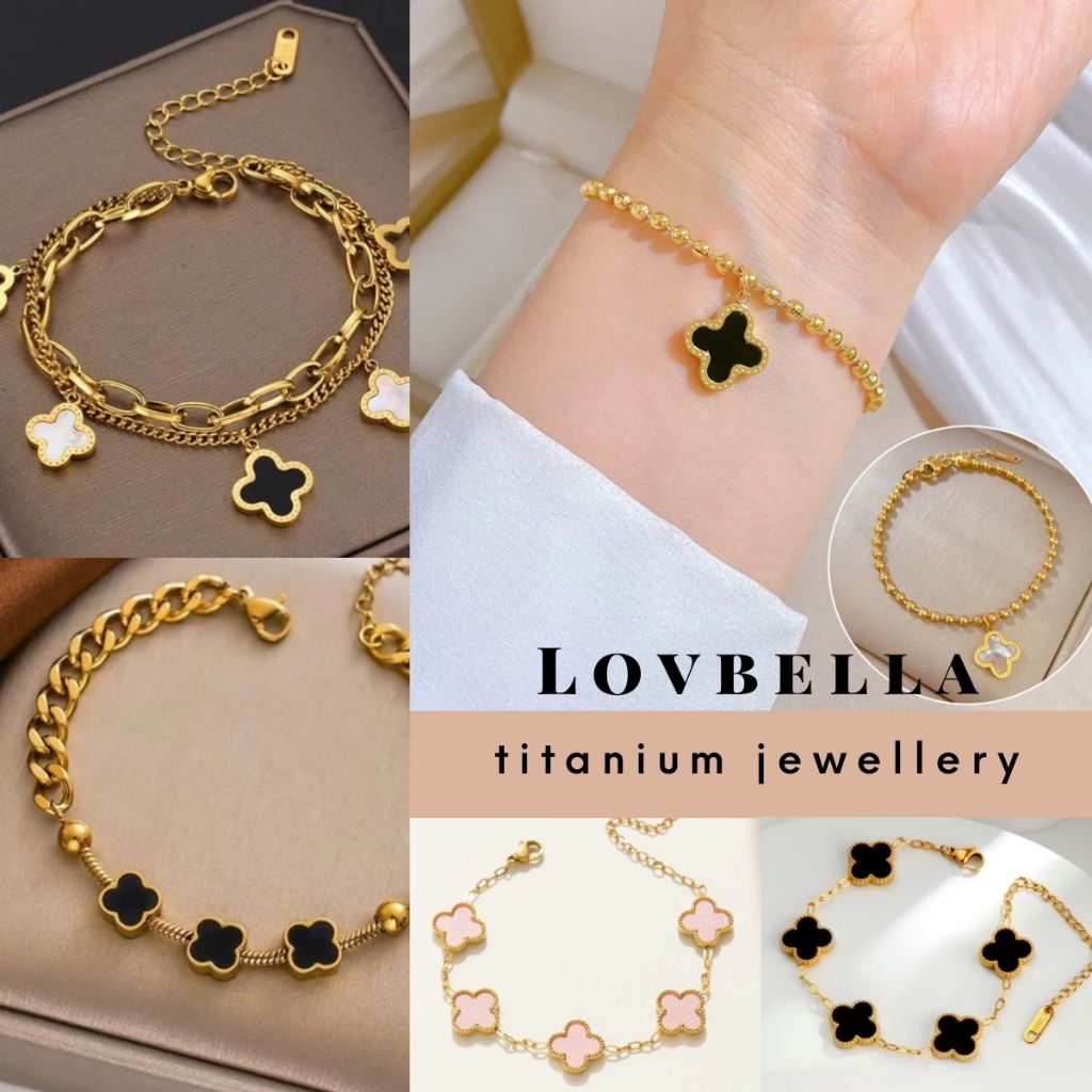 CLOVER BRACELET GELANG RAYA 18K TITANIUM STEEL BRACELET GOLD GOLD GOLD GOLD GOLD GOLD GOLD GOLD GOLD